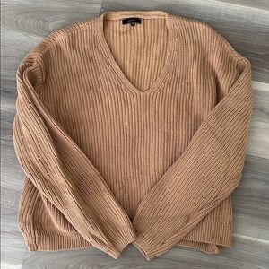 Quince Camel V-Neck Sweater